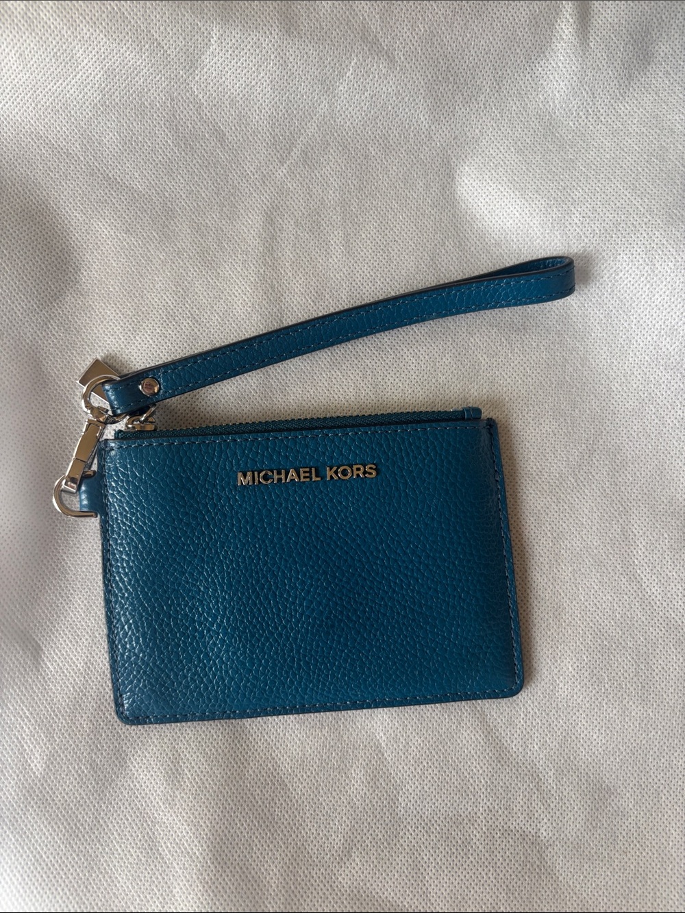 Michael Kors Teal Leather Wristlet Card Holder with Strap
